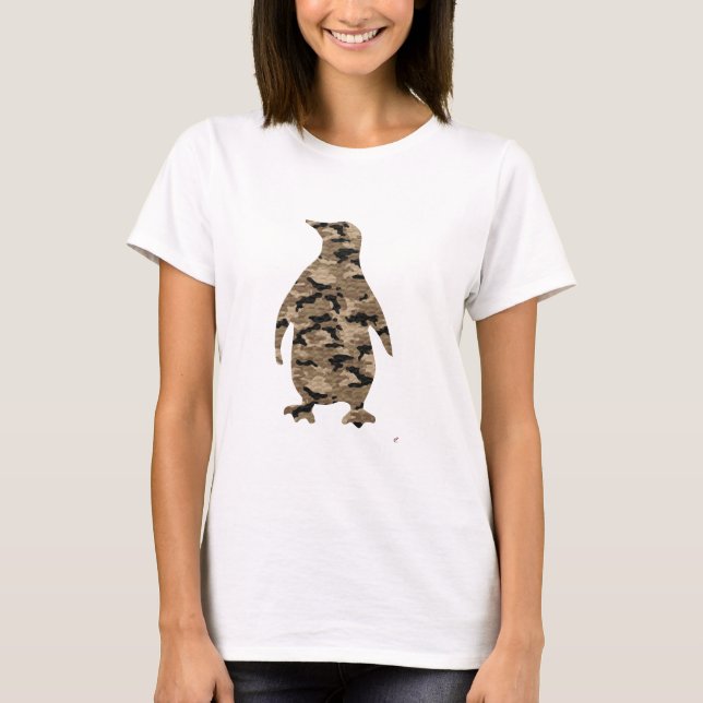 T-shirt Silhouette de pingouin de camouflage (Devant)