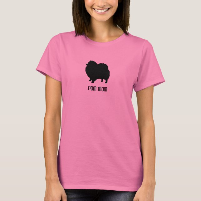 T-shirt Silhouette de Pomeranian - maman de Pom - amoureux (Devant)