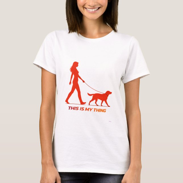 T-shirt Silhouette de promenade de chien Design de style d (Devant)
