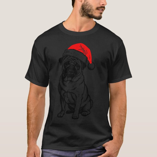 T-shirt Silhouette de Pug de Noël (Devant)