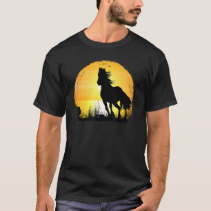 T-shirt Silhouette de race de cheval arabe au coucher du s
