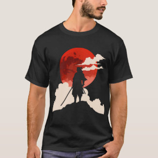 T-shirt Silhouette de Samouraï Minimaliste sous la Lune Ro