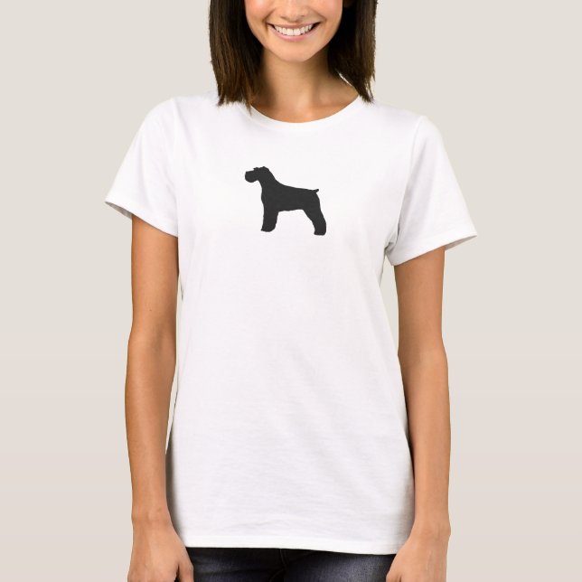 T-shirt Silhouette de Schnauzer avec oreilles naturelles (Devant)
