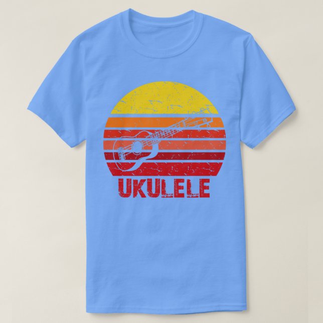 T-shirt Silhouette de soleil au ukulélé rétro (Design devant)