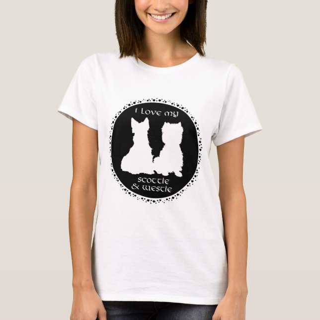 T-shirt Silhouette de Terrier Écossais (Devant)