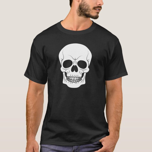 T-shirt Silhouette de tête blanche simple Halloween (Devant)