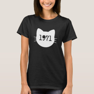 T-shirt Silhouette de tête de chat 1971 Rétro drôle