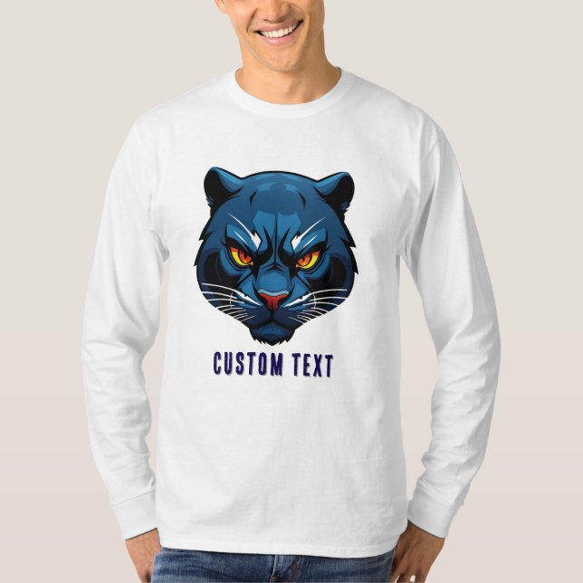 T-shirt Silhouette de tête de panthère bleue (Devant)