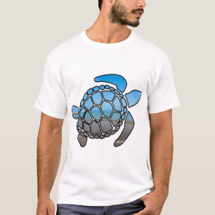T-shirt Silhouette de tortue de mer sur les vagues bleues