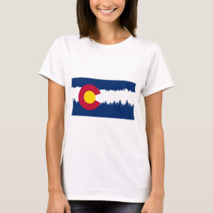 T-shirt Silhouette de Treeline de drapeau du Colorado