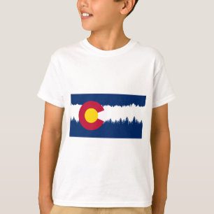 T-shirt Silhouette de Treeline de drapeau du Colorado