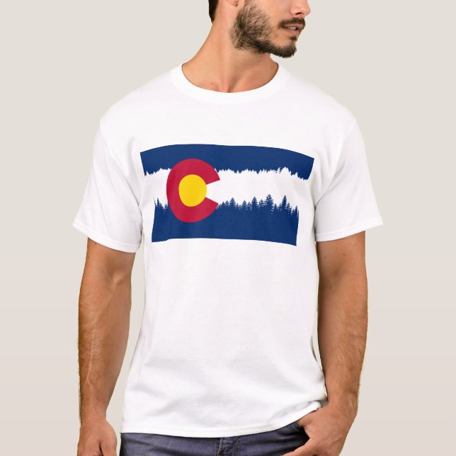 T-shirt Silhouette de Treeline de drapeau du Colorado (Devant)