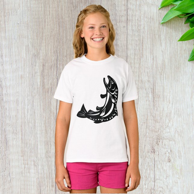 T-shirt Silhouette de truite sautante (Créateur téléchargé)