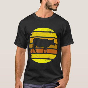 T-shirt Silhouette de vache de style rétro vintage