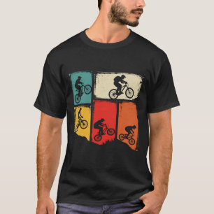 T-Shirt Silhouette de Vélo de Montagne Vintage