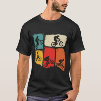 T-Shirt Silhouette de Vélo de Montagne Vintage