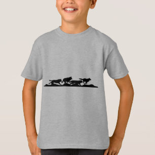 T-shirt Silhouette de Wolf Noir en course avec le pack