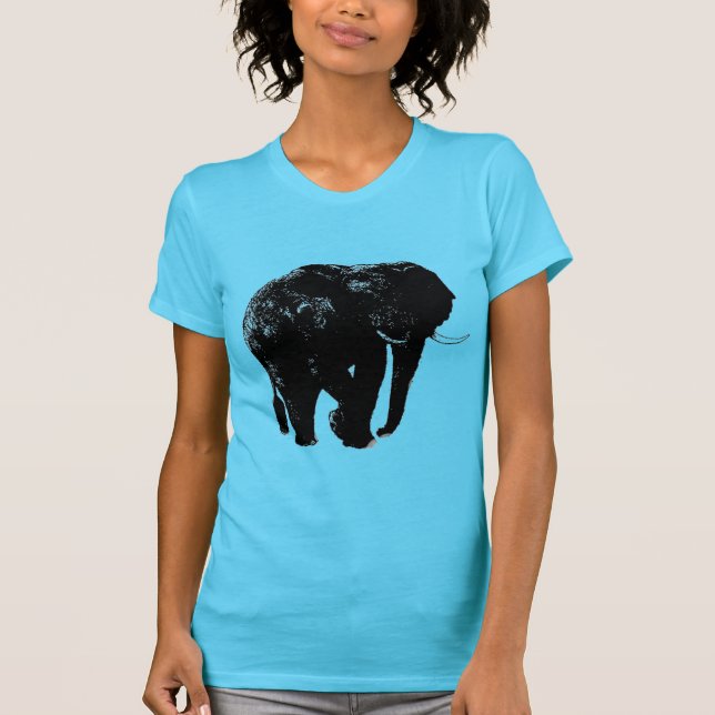 T-shirt Silhouette d'éléphant noir (Devant)