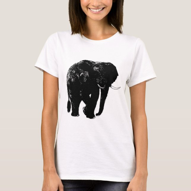 T-shirt Silhouette d'éléphant noir (Devant)