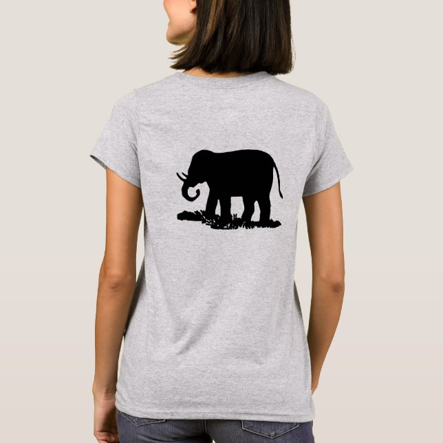 T-shirt Silhouette d'éléphant noir et blanc (Dos)