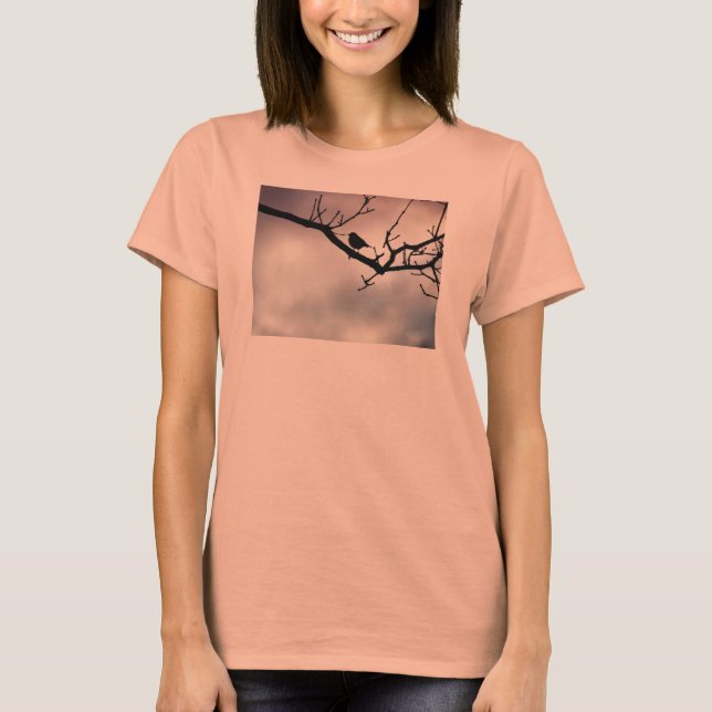 T-shirt Silhouette des petits oiseaux en hiver (Devant)