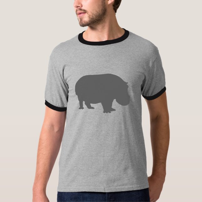 T-shirt Silhouette d'hippopotame gris (Devant)