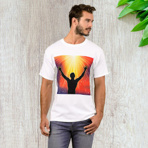 T-shirt Silhouette d'homme spirituel levant les bras