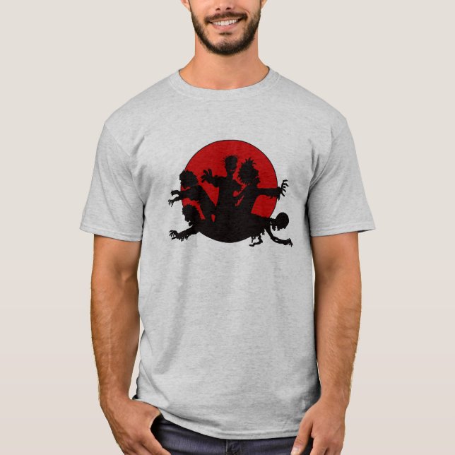 T-shirt Silhouette d'horde de zombi (Devant)