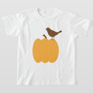 T-shirt Silhouette d'oiseaux et de Citrouilles