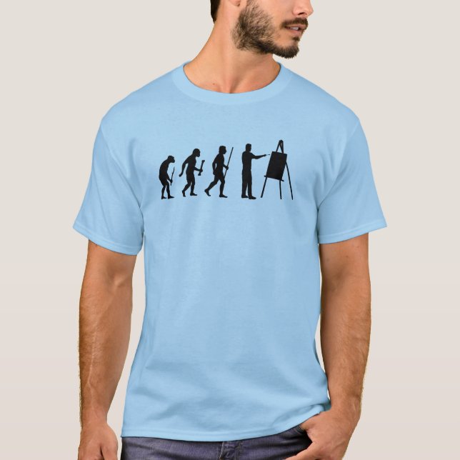 T-shirt Silhouette drôle d'évolution de peinture (Devant)
