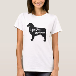 T-shirt Silhouette du berger australien noir  Aussie Mama