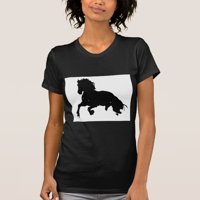 T-shirt Silhouette du cheval blanc noir (Devant)