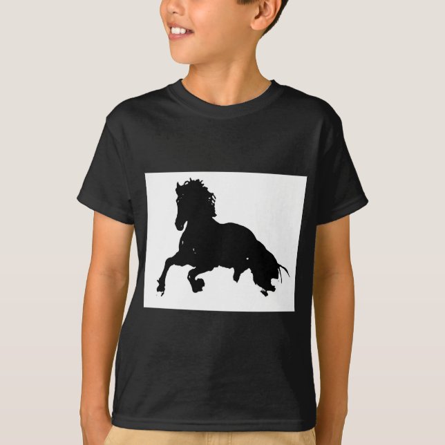 T-shirt Silhouette du cheval blanc noir (Devant)
