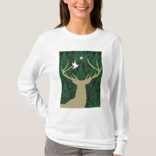 T-shirt Silhouette d'un cerf commun, d'une colombe et