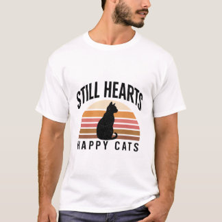T-shirt Silhouette élégante de chat noir avec motif d'empr