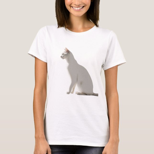T-shirt Silhouette élégante d'un chat dans un style minima (Devant)