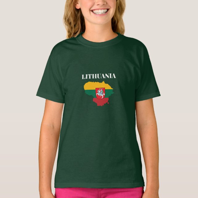 T-shirt Silhouette et drapeau de la Lituanie (Devant)