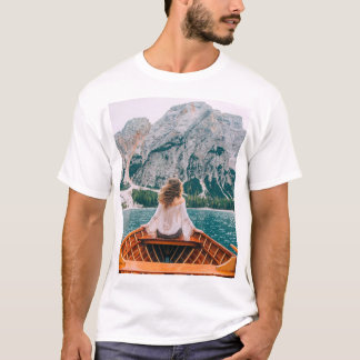 T-shirt Silhouette Femme Lac Alpin Nature