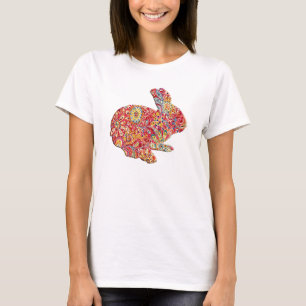 T-shirt Silhouette florale colorée Chemise lapin de Pâques