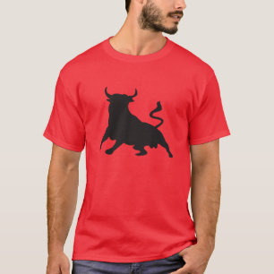 T-shirt Silhouette fonctionnant avec les taureaux Espagne