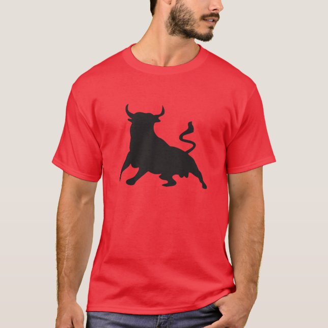 T-shirt Silhouette fonctionnant avec les taureaux Espagne (Devant)