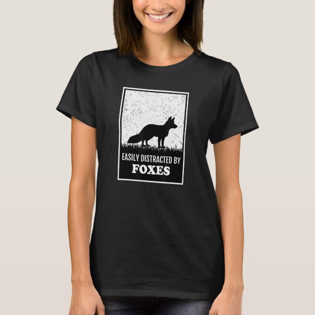 T-shirt Silhouette Fox Style Facilement Distrait Par Les R (Devant)