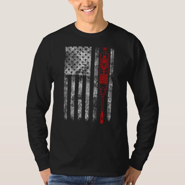 T-shirt Silhouette Fuse Cutout American Flag Lineman (Devant)