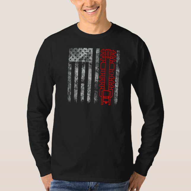 T-shirt Silhouette Fuse Cutout American Flag Lineman  1 (Devant)