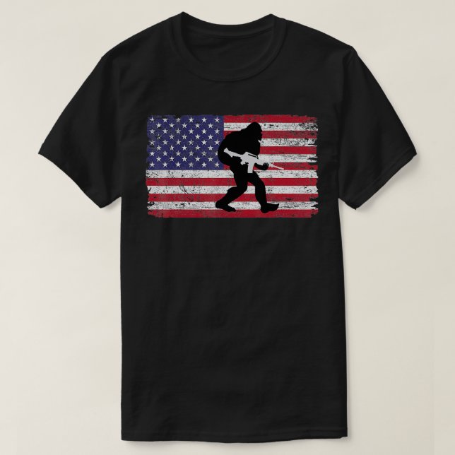 T-shirt Silhouette Gun US American Flag USA pour GunOwners (Design devant)