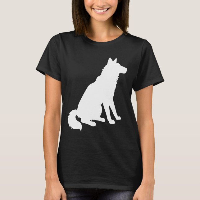 T-shirt Silhouette Husky Noir Et Blanc (Devant)