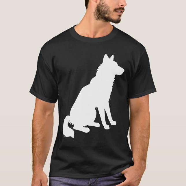 T-shirt Silhouette Husky Noir Et Blanc (Devant)