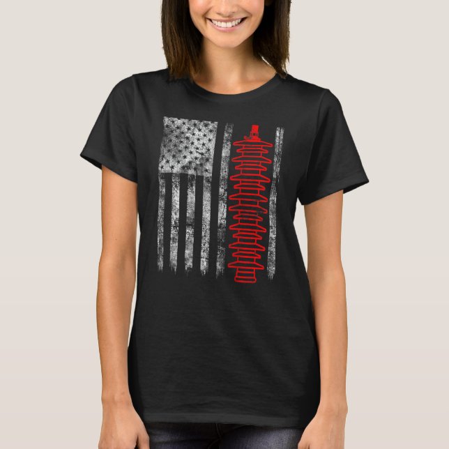T-shirt Silhouette Lightning Arrester American Flag Linema (Devant)