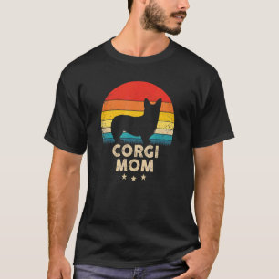 T-shirt Silhouette Maman Corgi Vintage Coucher de Soleil R