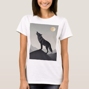 T-shirt Silhouette minimaliste de loup lisse hurlant